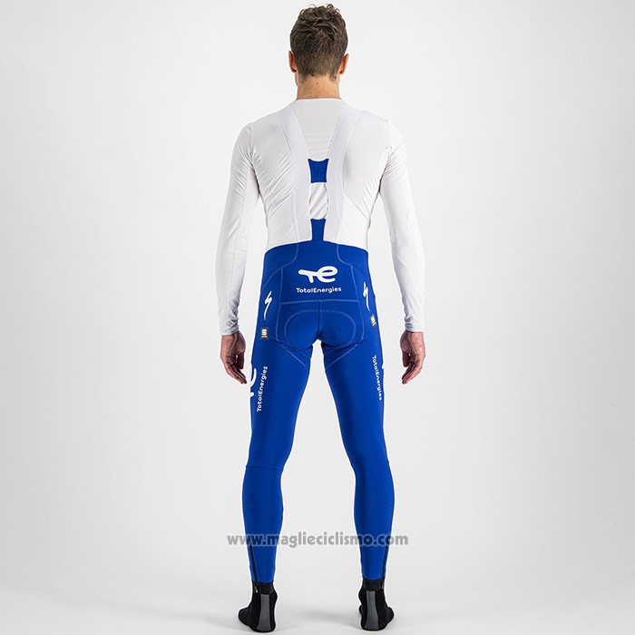 2022 Abbigliamento Ciclismo Direct Energie Bianco Giallo Blu Manica Lunga e Salopette